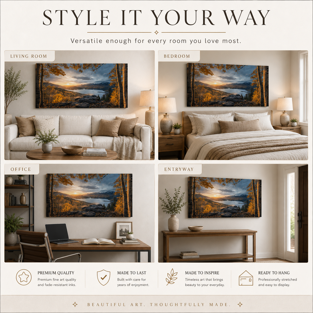 Fall Aspen Expanse Canvas Print, Colorado Mountain Sunrise Wall Art