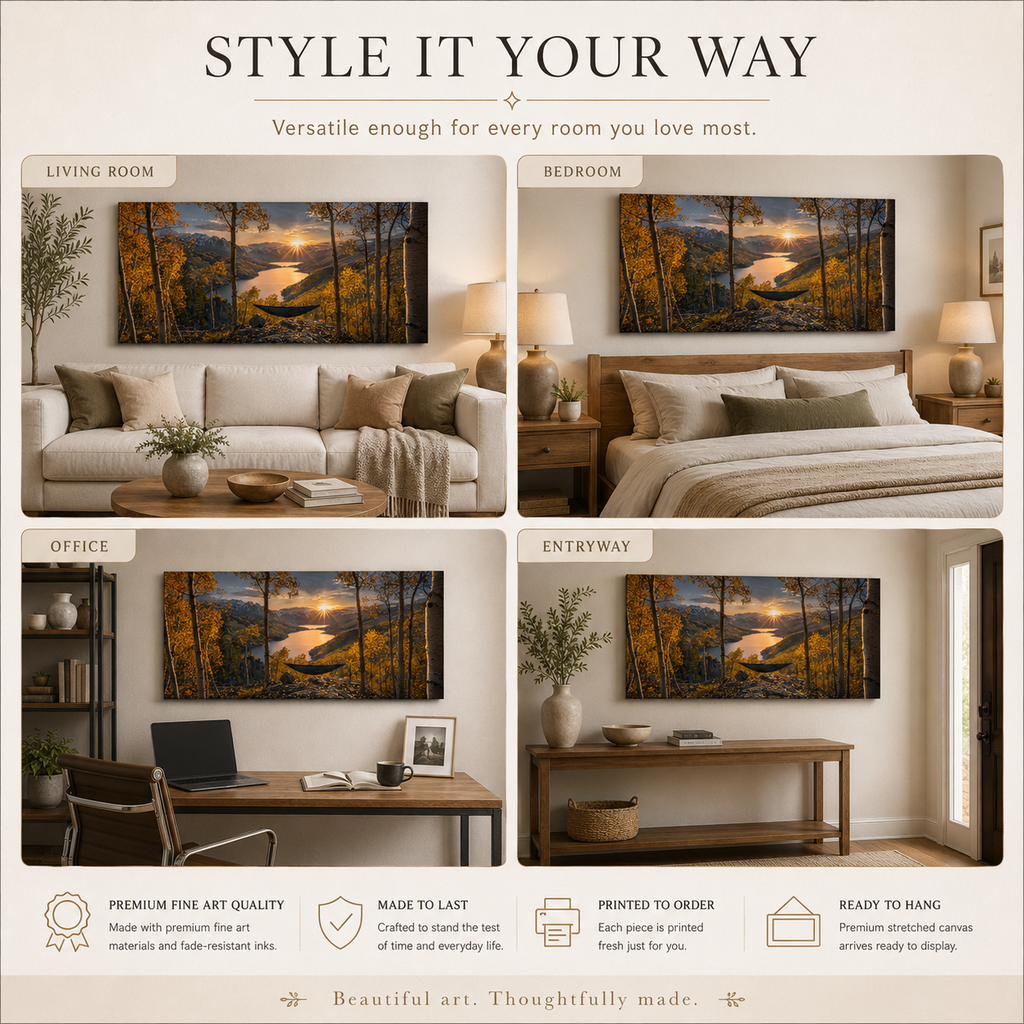 Fall Aspen Hammock Canvas Print, Colorado Mountain Sunset Wall Art