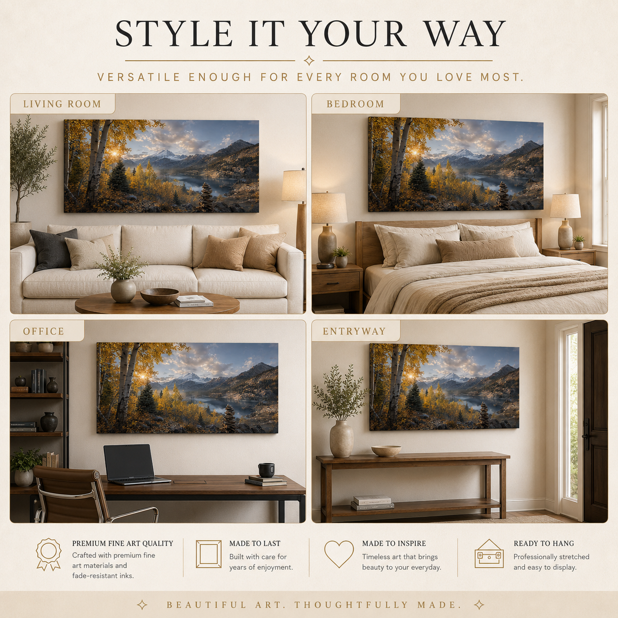 Fall Aspen Lake Overlook Canvas Print, Colorado Mountain Wall Art