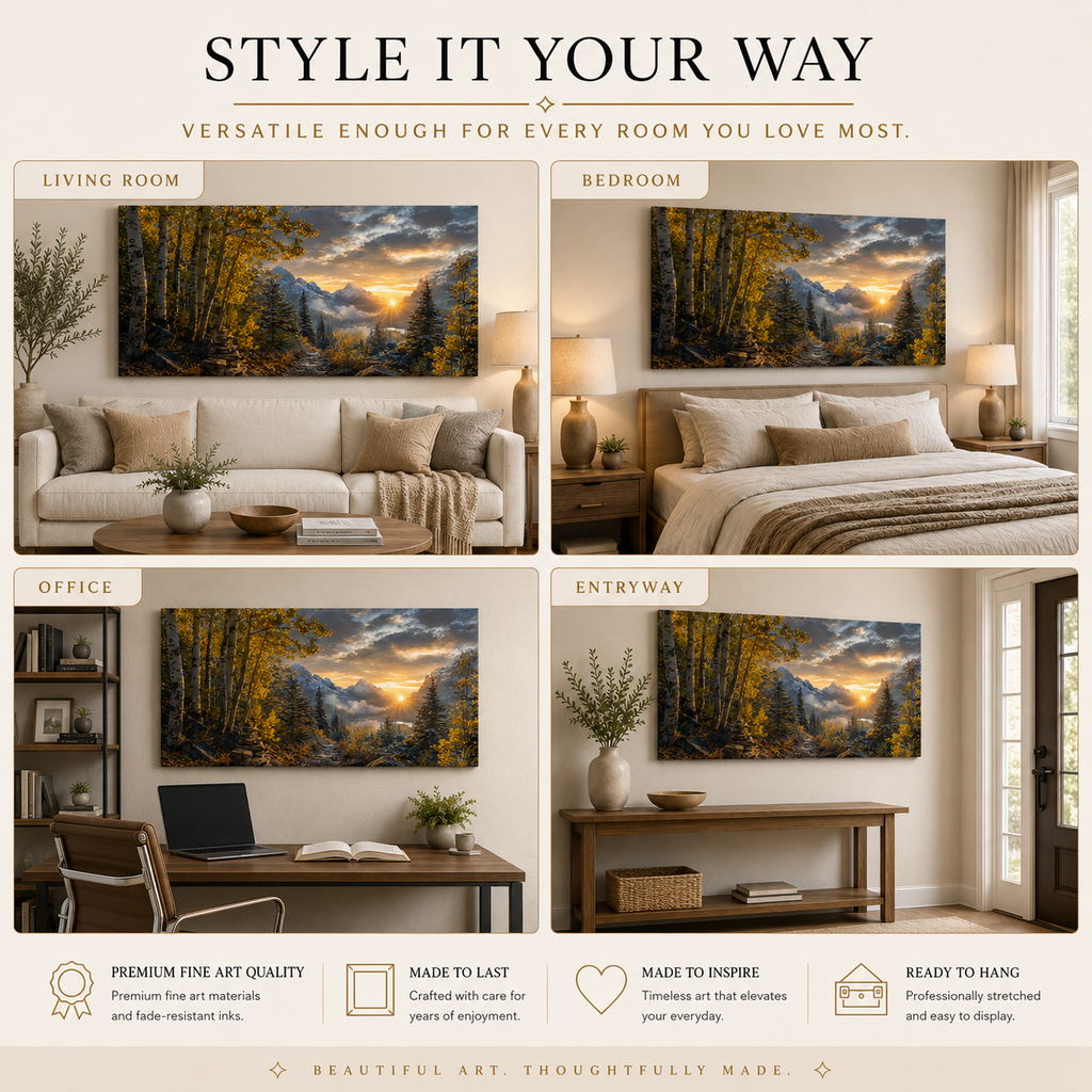Fall Aspen Sunrise Trail Canvas Print, Colorado Mountain Wall Art