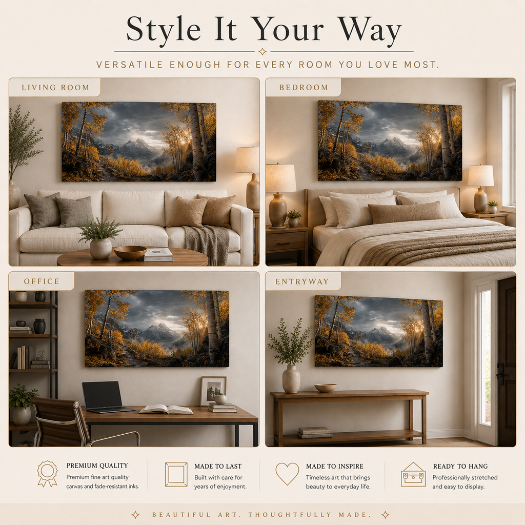 Fall Aspen Storm Trail Canvas Print, Colorado Mountain Wall Art