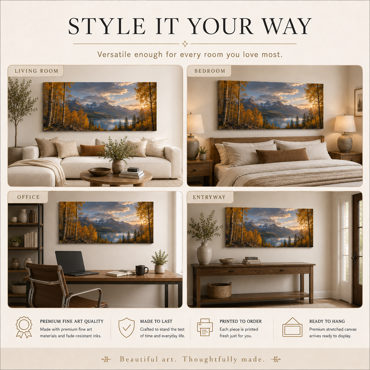 Fall Aspen Trail Canvas Print, Colorado Mountain Lake Autumn Wall Art