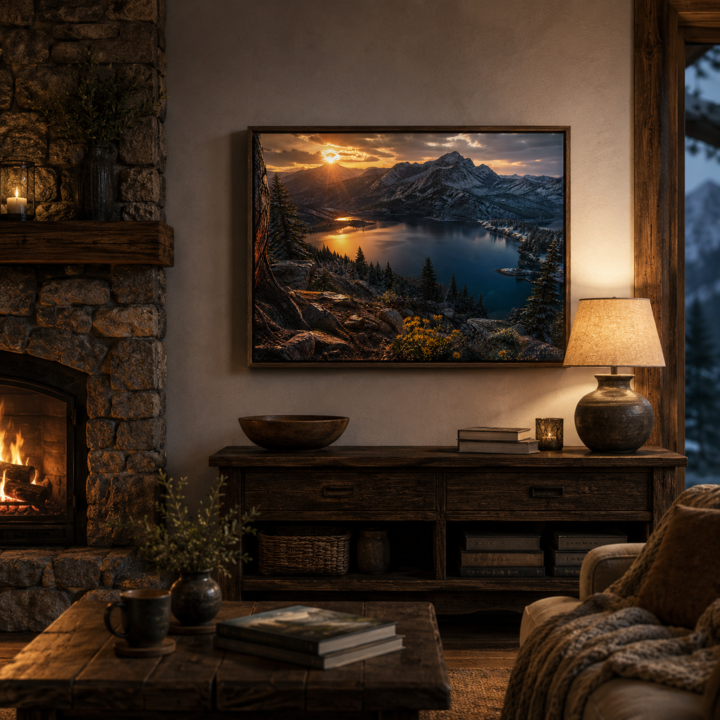 Colorado Mountain Wall Art Floating Frame Canvas Print
