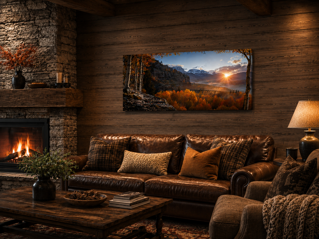 Fall Aspen Crimson Expanse Canvas Print, Colorado Mountain Wall Art