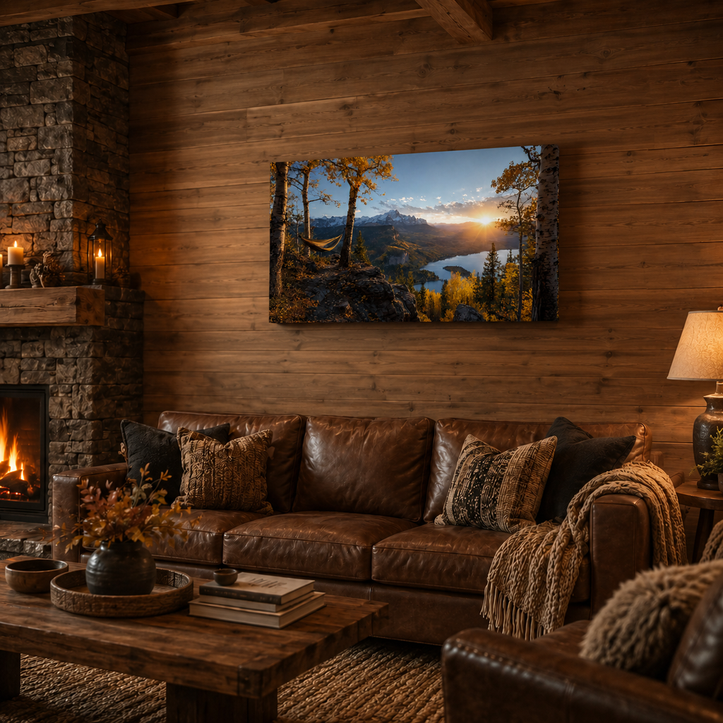 Fall Aspen Hammock Lake Canvas Print, Colorado Mountain Wall Art