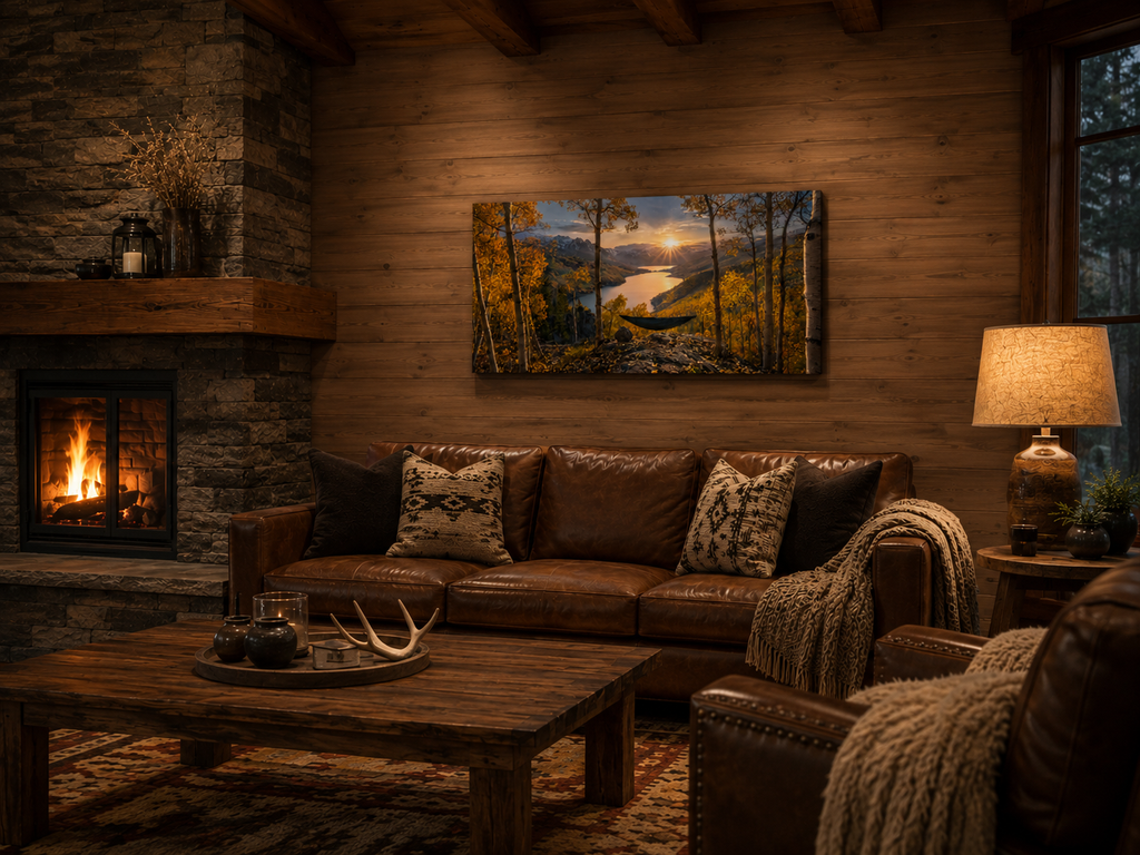 Fall Aspen Hammock Canvas Print, Colorado Mountain Sunset Wall Art