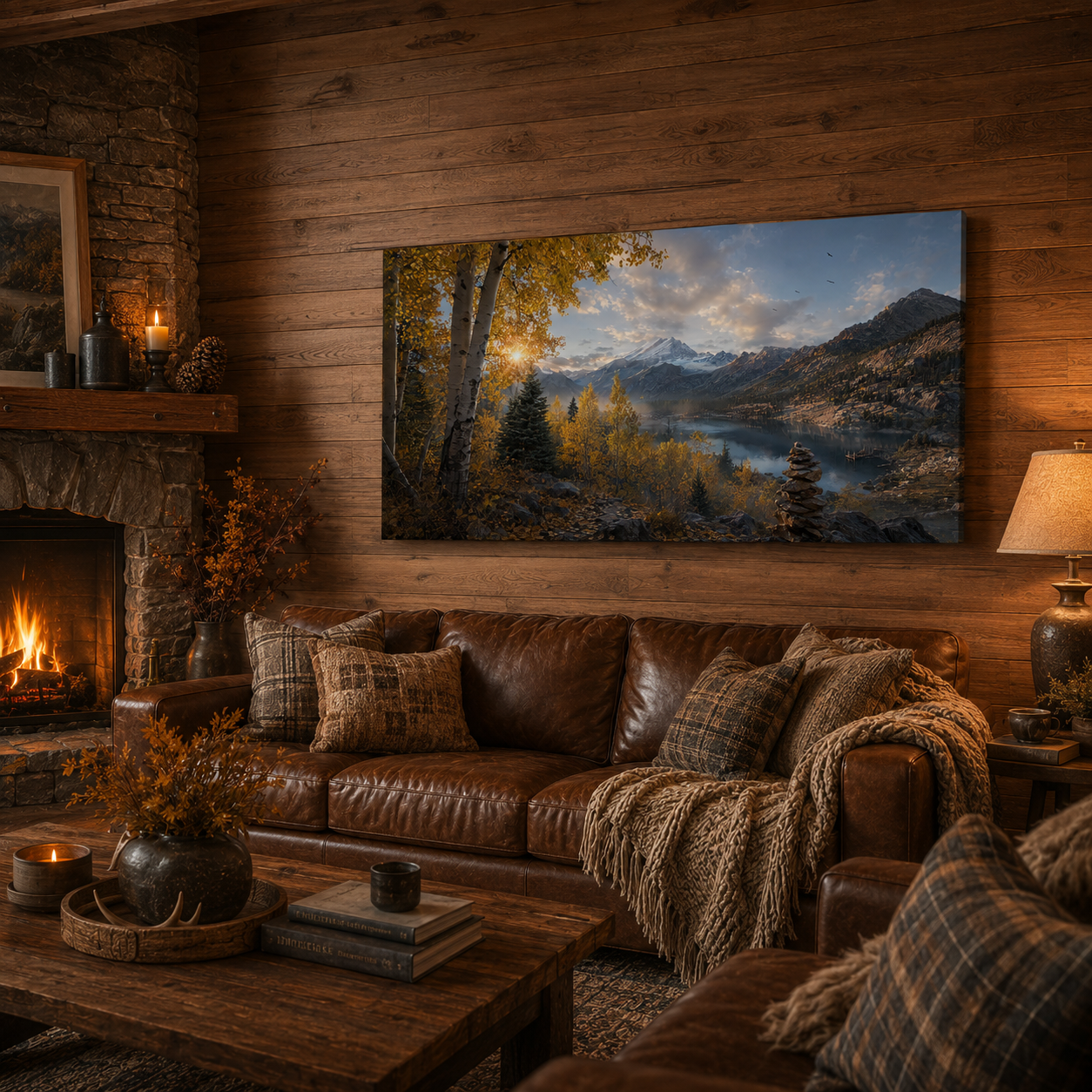 Fall Aspen Lake Overlook Canvas Print, Colorado Mountain Wall Art