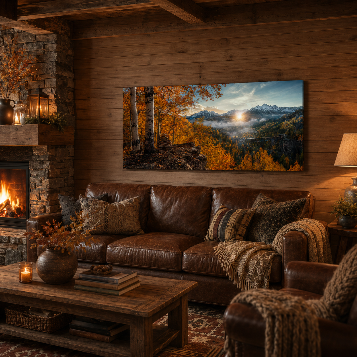 Fall Aspen Overlook Canvas Print, Colorado Mountain Valley Wall Art