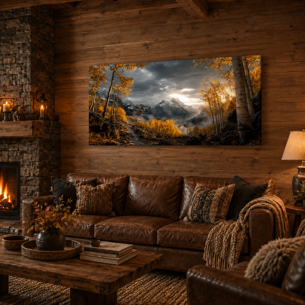Fall Aspen Storm Trail Canvas Print, Colorado Mountain Wall Art