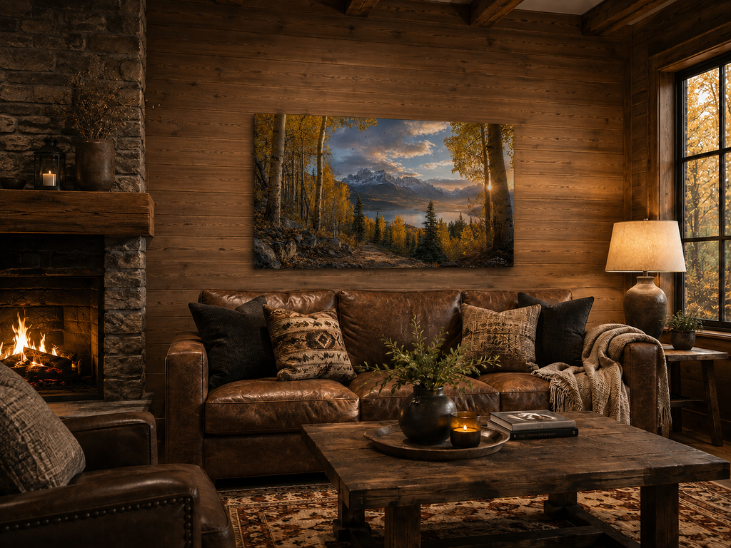 Fall Aspen Trail Canvas Print, Colorado Mountain Lake Autumn Wall Art