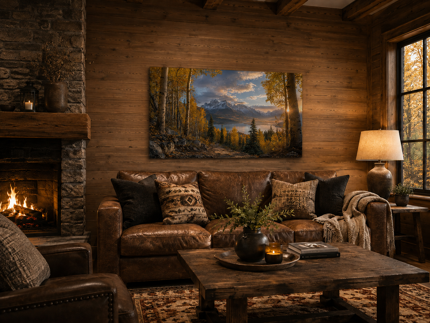 Fall Aspen Trail Canvas Print, Colorado Mountain Lake Autumn Wall Art