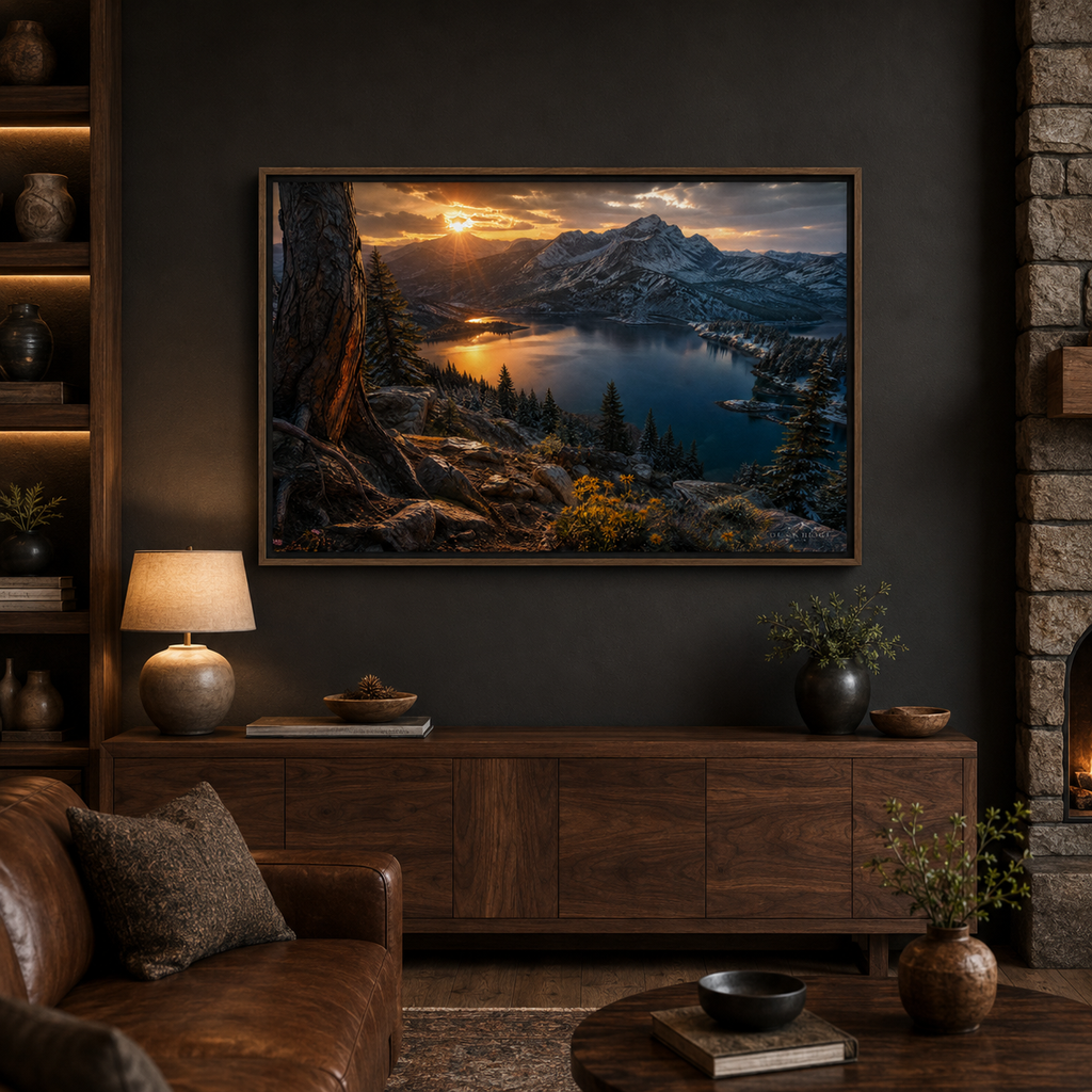 Colorado Mountain Wall Art Floating Frame Canvas Print