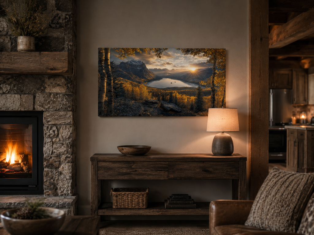 Fall Aspen Peak Expanse Canvas Print, Colorado Mountain Lake Wall Art