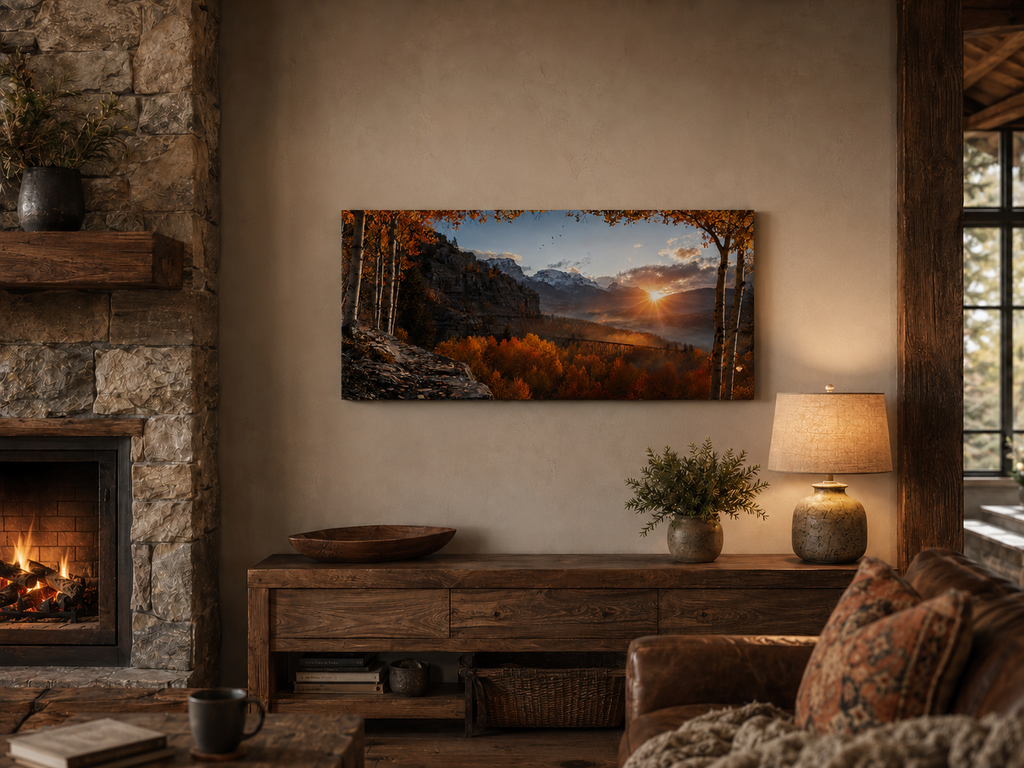 Fall Aspen Crimson Expanse Canvas Print, Colorado Mountain Wall Art