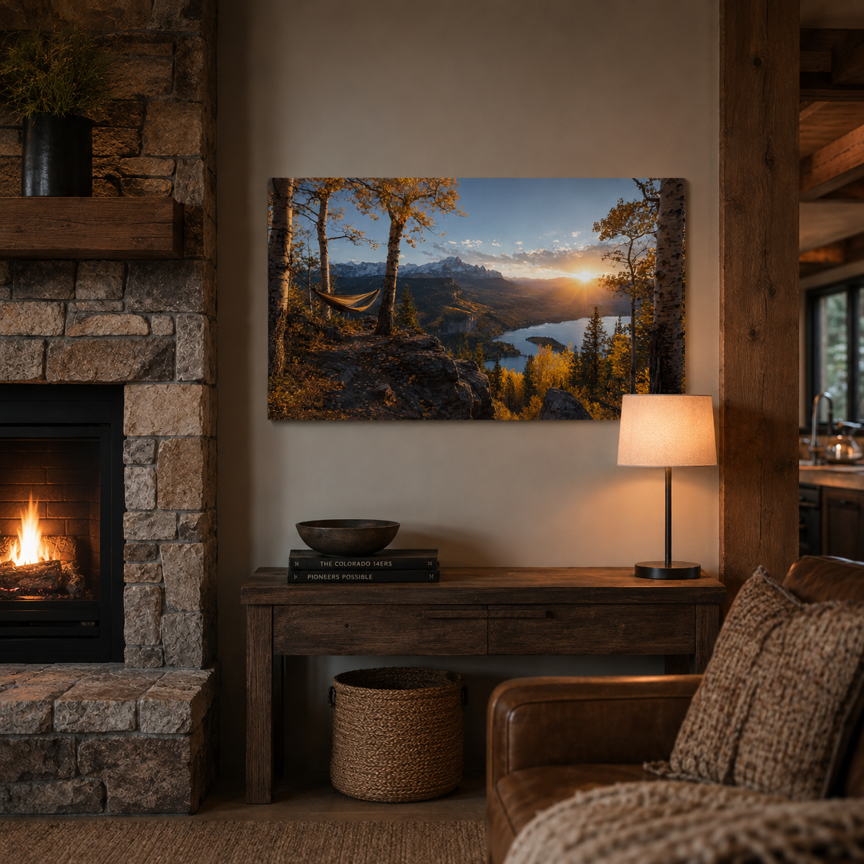 Fall Aspen Hammock Lake Canvas Print, Colorado Mountain Wall Art