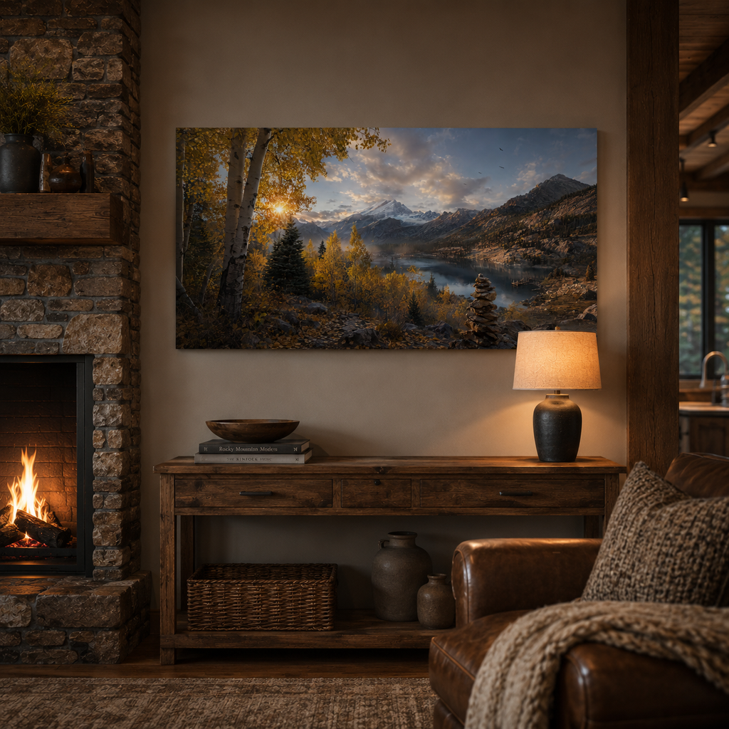 Fall Aspen Lake Overlook Canvas Print, Colorado Mountain Wall Art