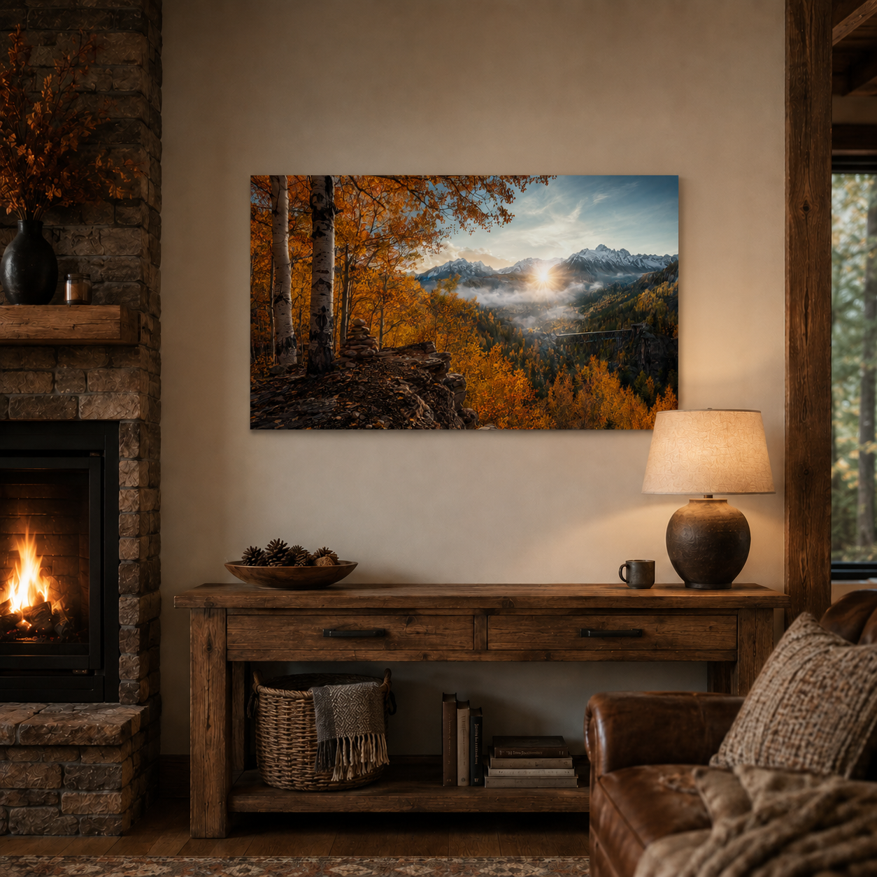 Fall Aspen Overlook Canvas Print, Colorado Mountain Valley Wall Art
