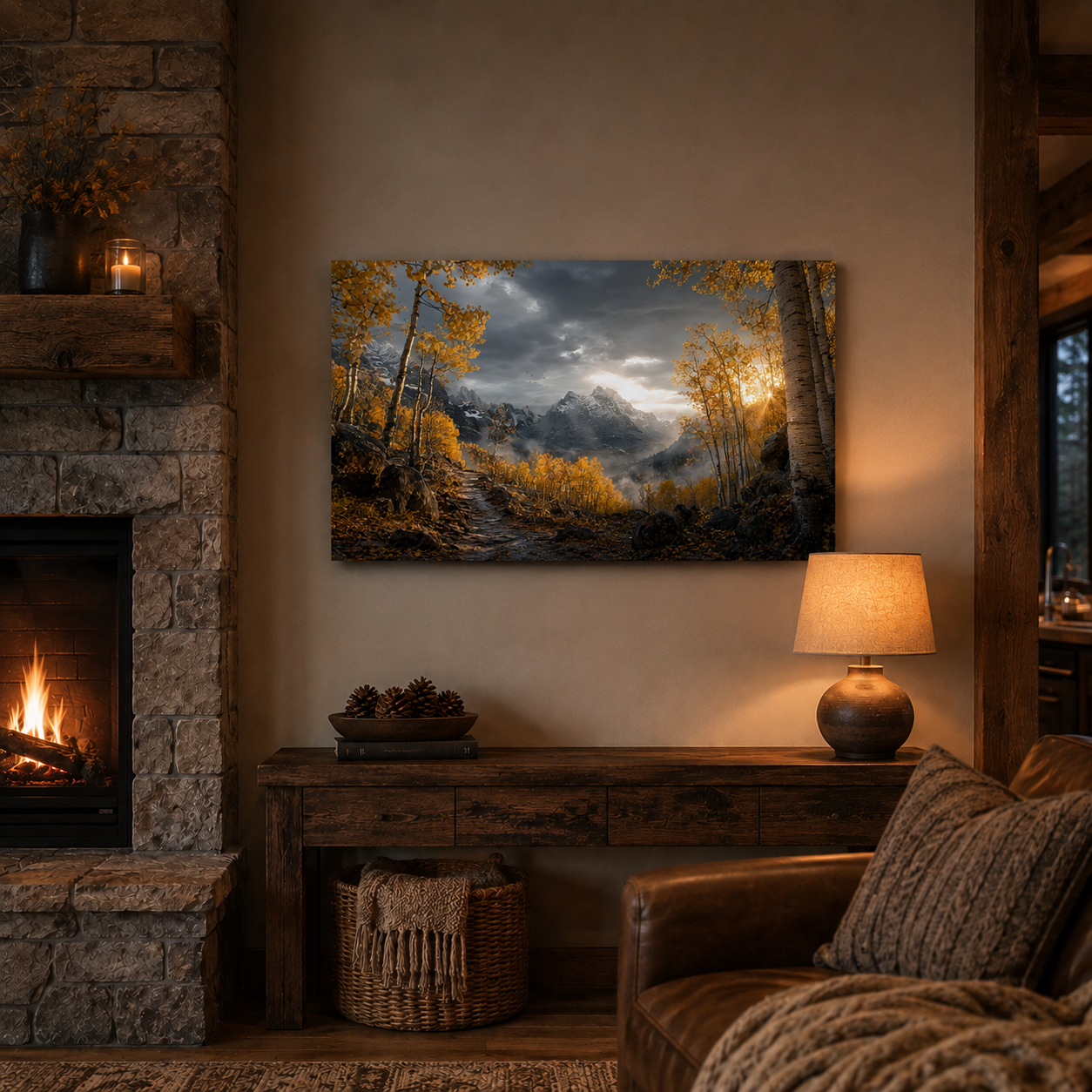 Fall Aspen Storm Trail Canvas Print, Colorado Mountain Wall Art