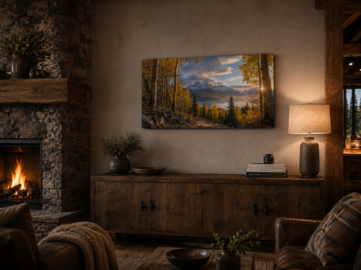 Fall Aspen Trail Canvas Print, Colorado Mountain Lake Autumn Wall Art