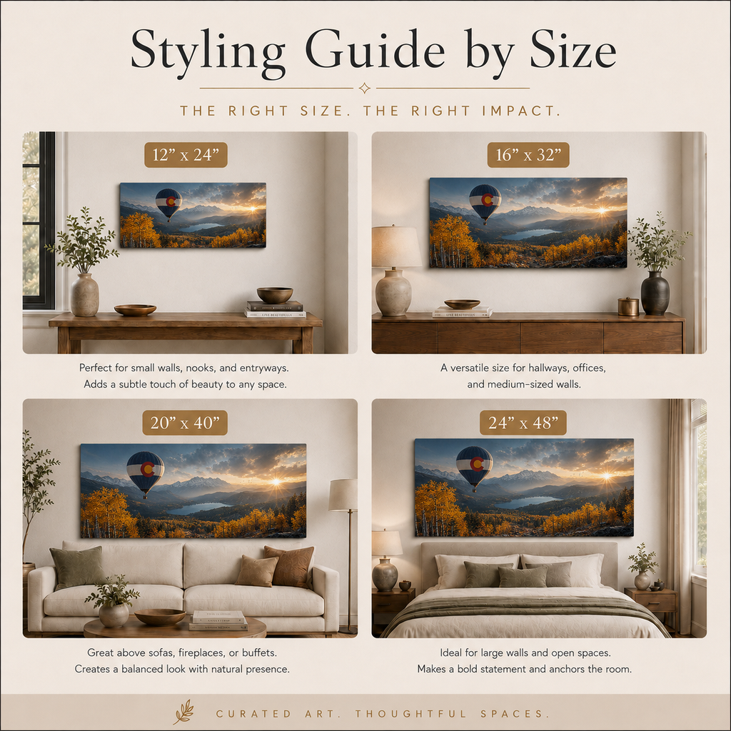 Colorado Flag Hot Air Balloon Canvas Print, Fall Aspen Mountain Wall Art