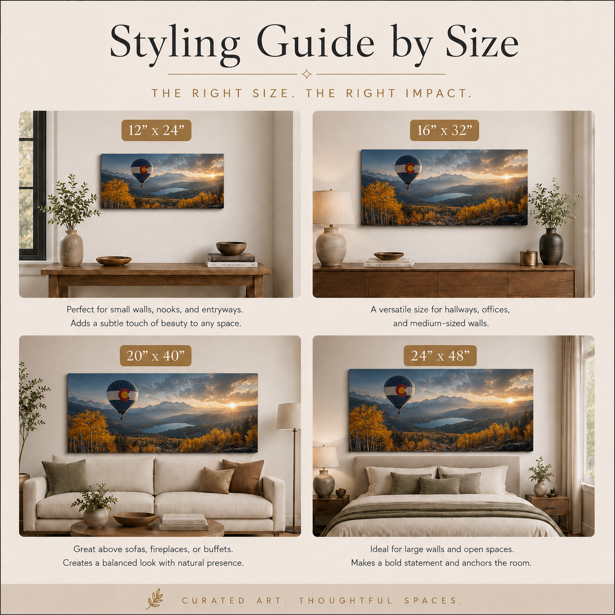 Colorado Flag Hot Air Balloon Canvas Print, Fall Aspen Mountain Wall Art
