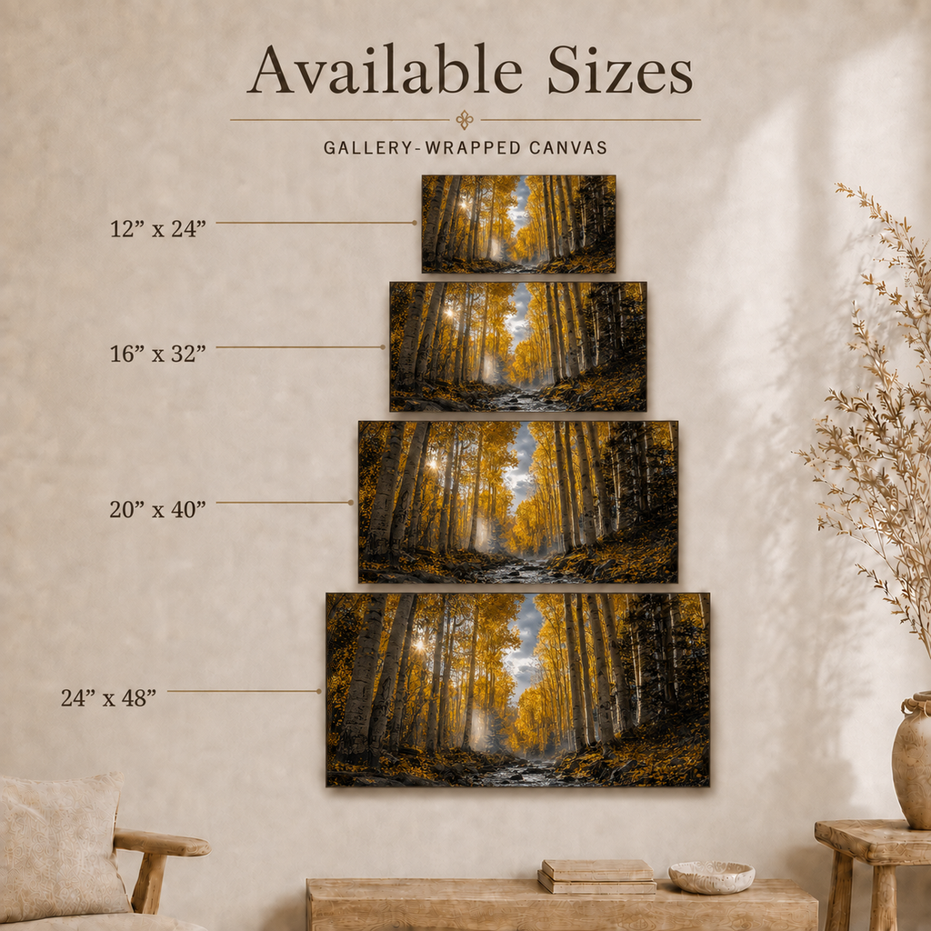 Fall Aspen Creek Canvas Print, Colorado Mountain Forest Wall Art