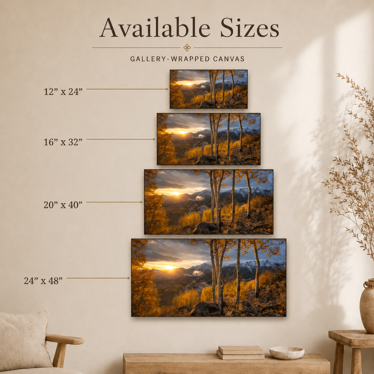 Fall Aspen Valley Expanse Canvas Print, Colorado Mountain Wall Art