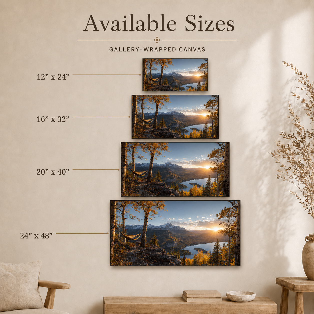 Fall Aspen Hammock Lake Canvas Print, Colorado Mountain Wall Art