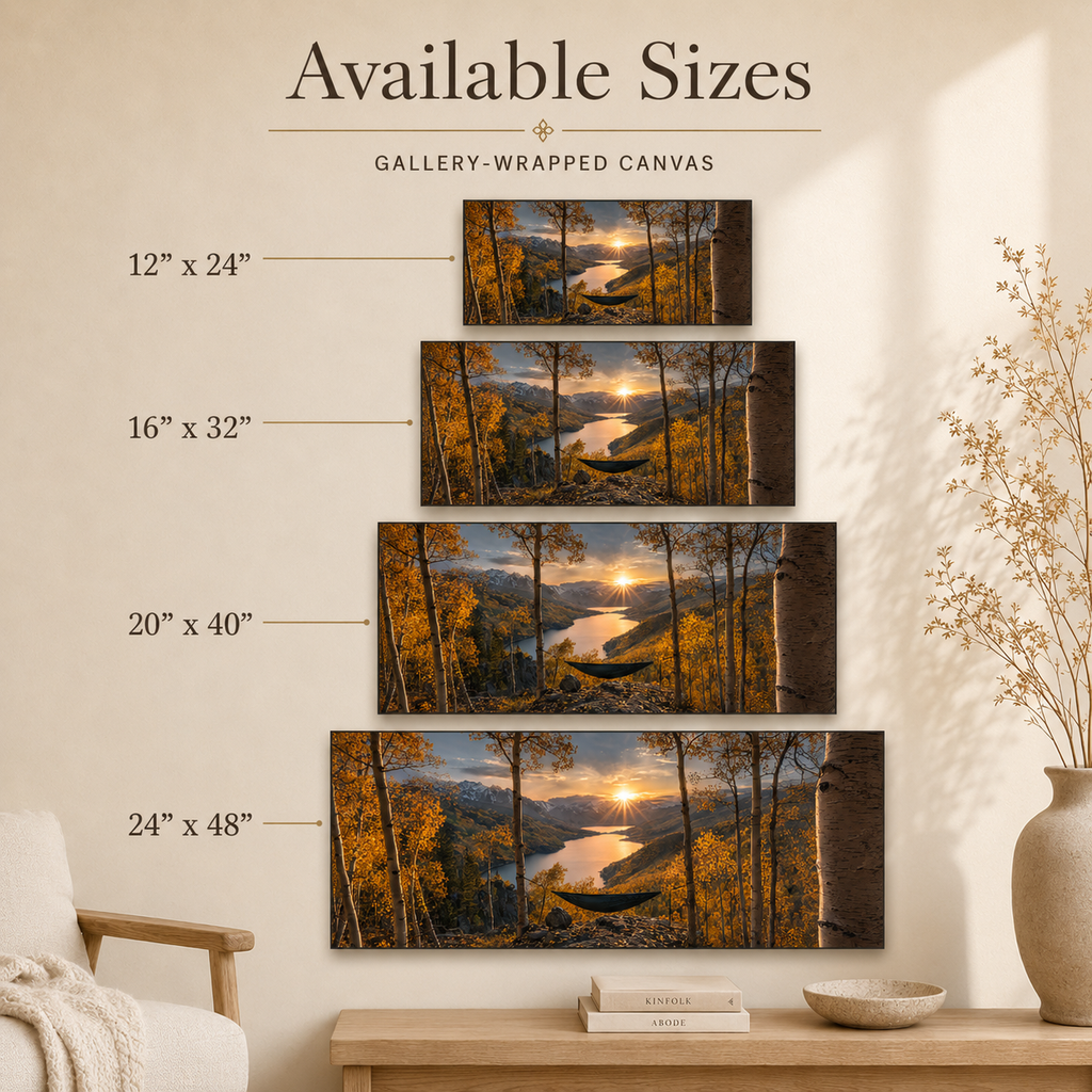 Fall Aspen Hammock Canvas Print, Colorado Mountain Sunset Wall Art