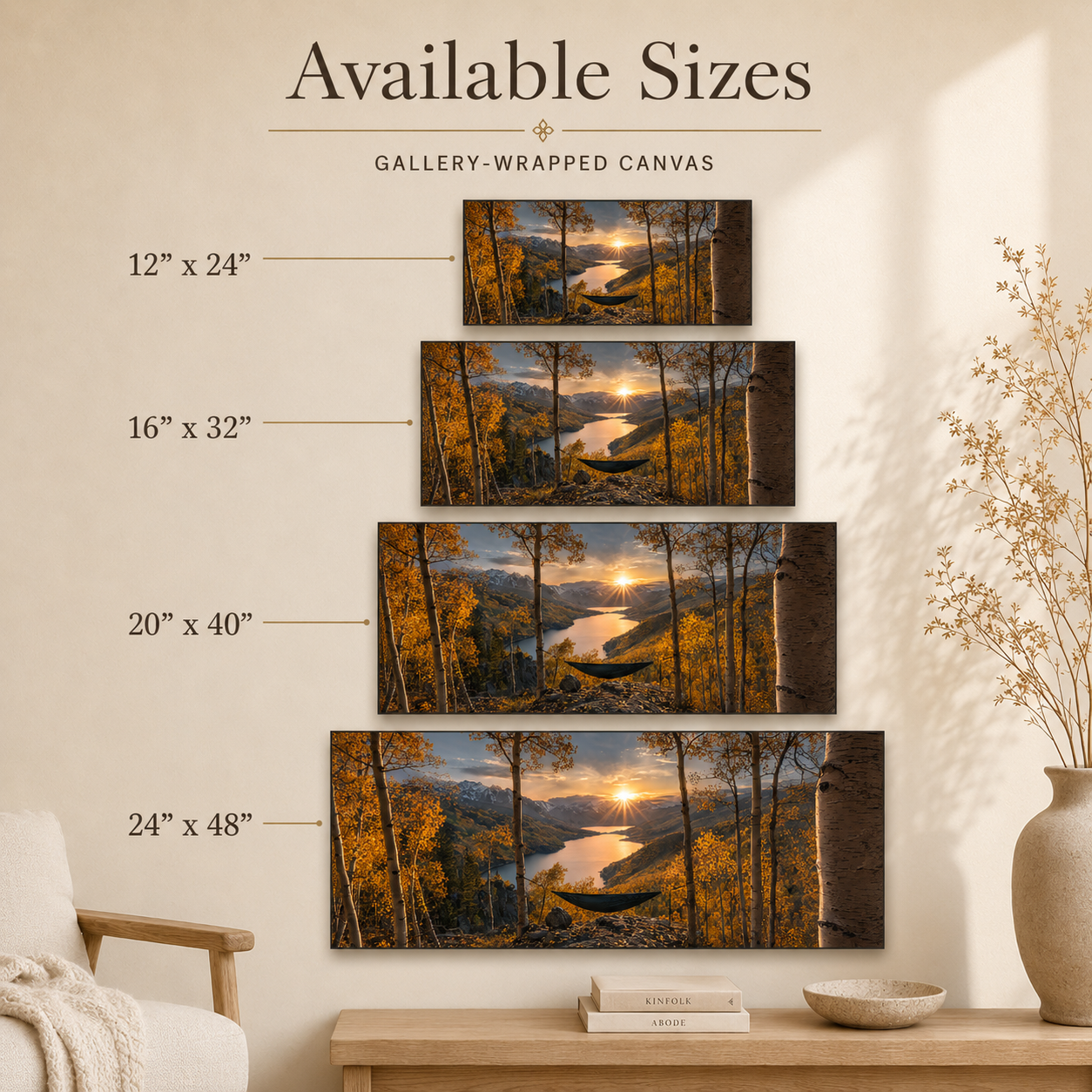 Fall Aspen Hammock Canvas Print, Colorado Mountain Sunset Wall Art