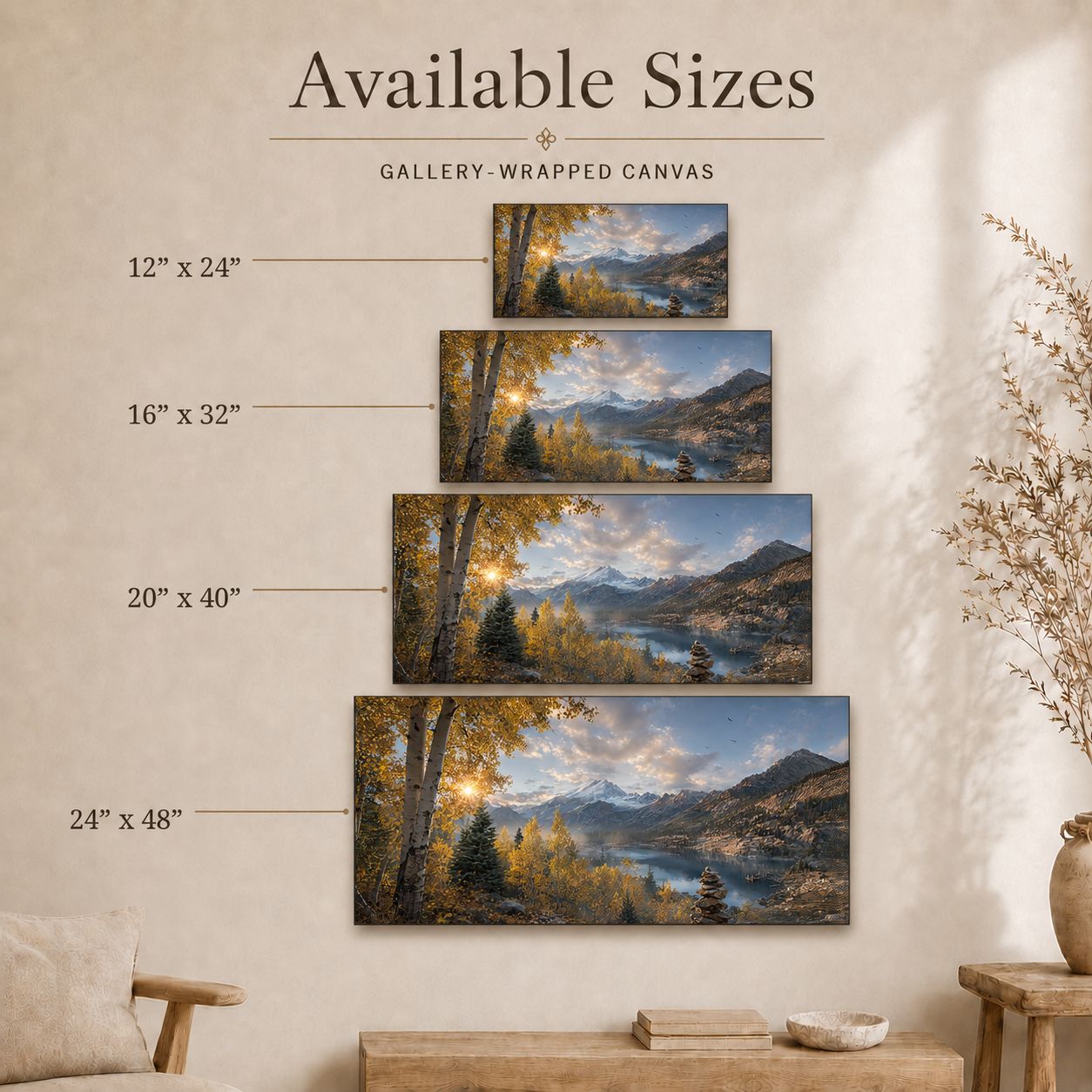 Fall Aspen Lake Overlook Canvas Print, Colorado Mountain Wall Art