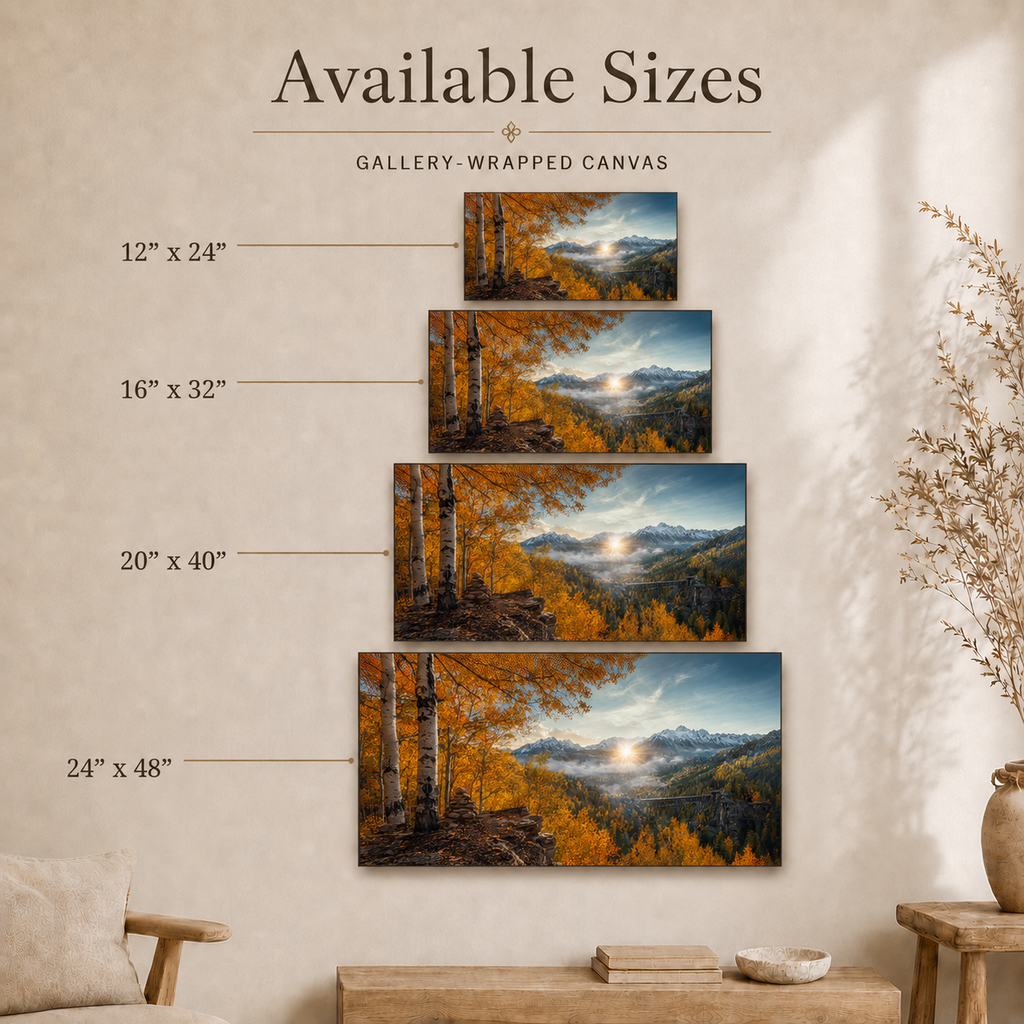 Fall Aspen Overlook Canvas Print, Colorado Mountain Valley Wall Art