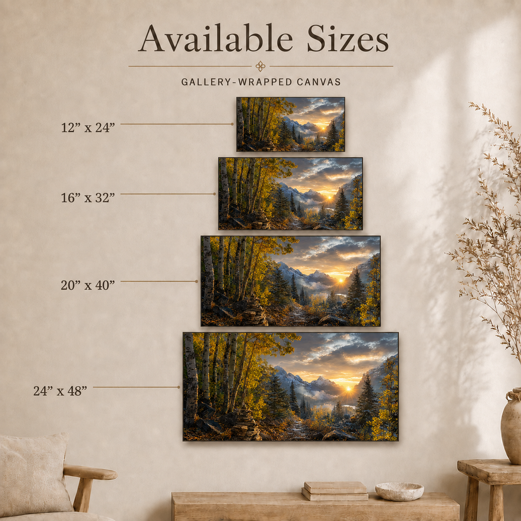 Fall Aspen Sunrise Trail Canvas Print, Colorado Mountain Wall Art