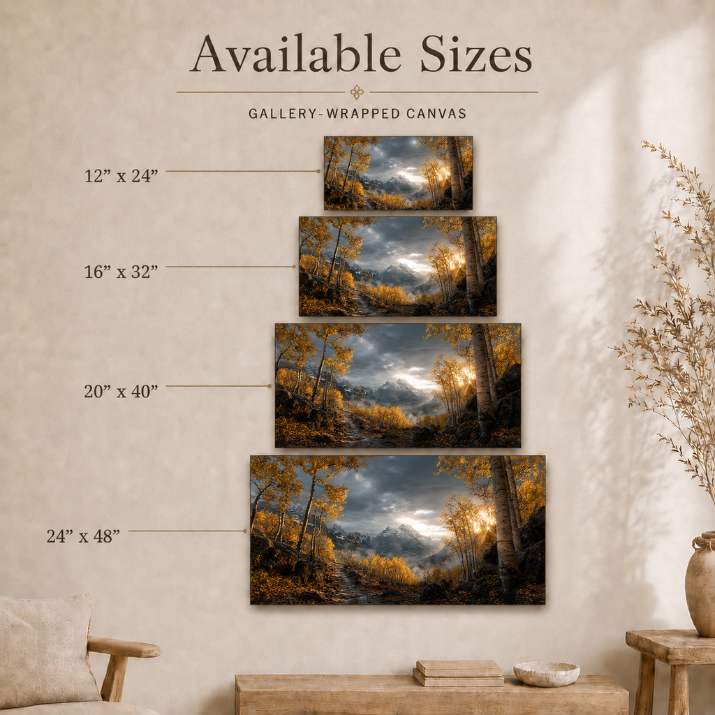 Fall Aspen Storm Trail Canvas Print, Colorado Mountain Wall Art
