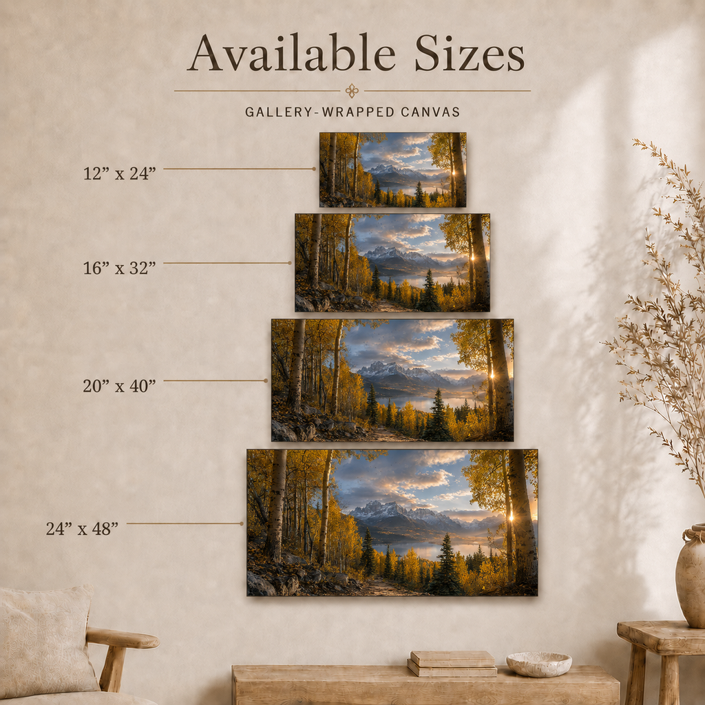 Fall Aspen Trail Canvas Print, Colorado Mountain Lake Autumn Wall Art