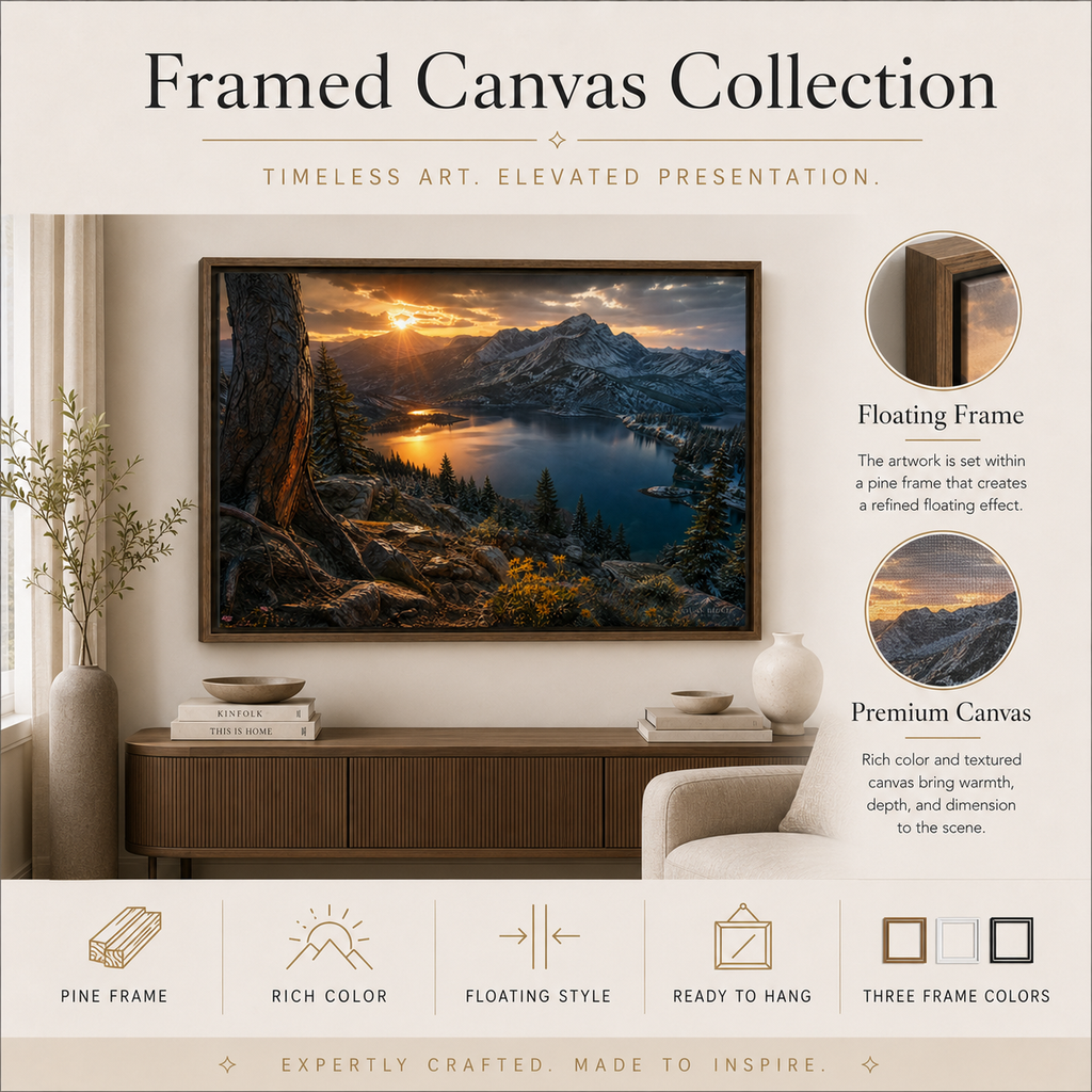Colorado Mountain Wall Art Floating Frame Canvas Print