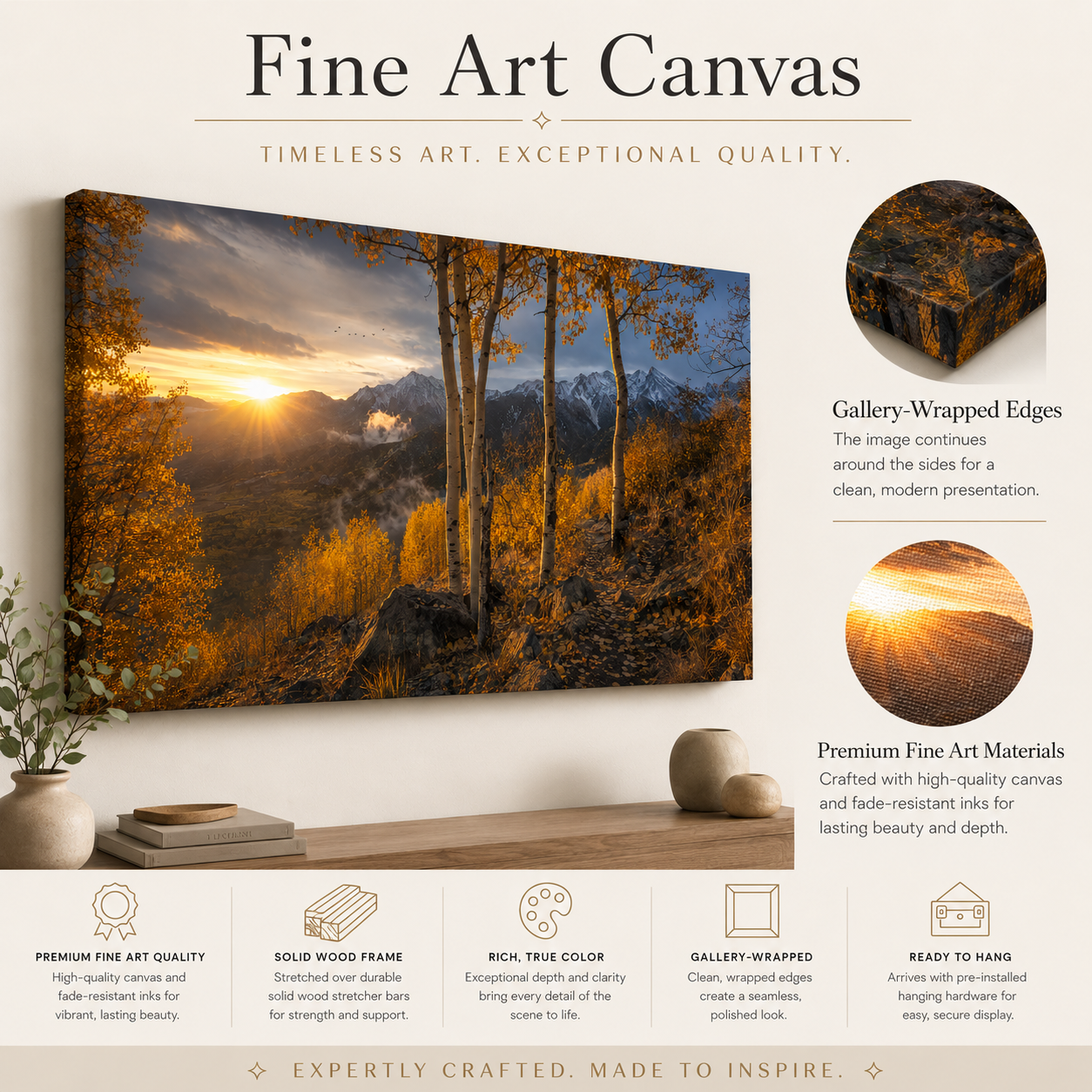 Fall Aspen Valley Expanse Canvas Print, Colorado Mountain Wall Art