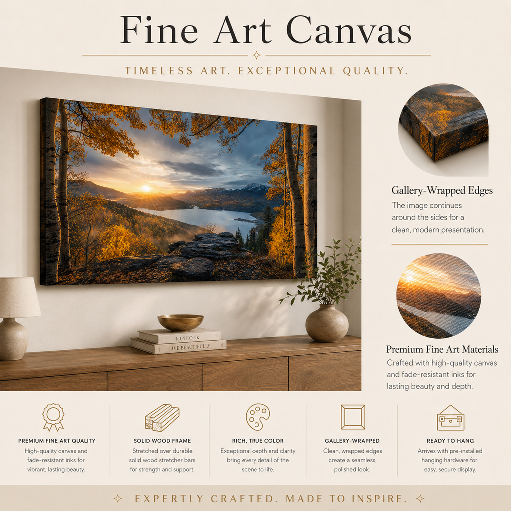 Fall Aspen Expanse Canvas Print, Colorado Mountain Sunrise Wall Art