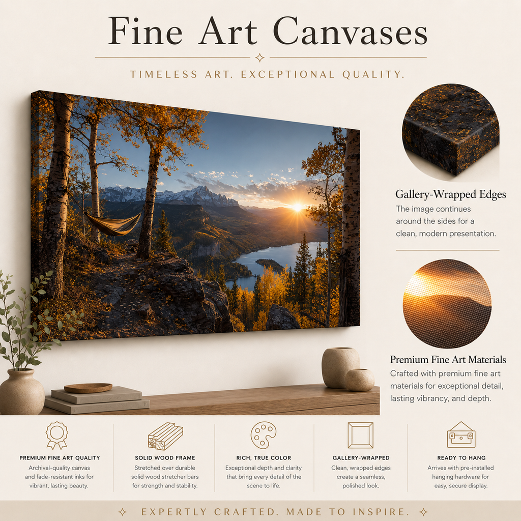 Fall Aspen Hammock Lake Canvas Print, Colorado Mountain Wall Art