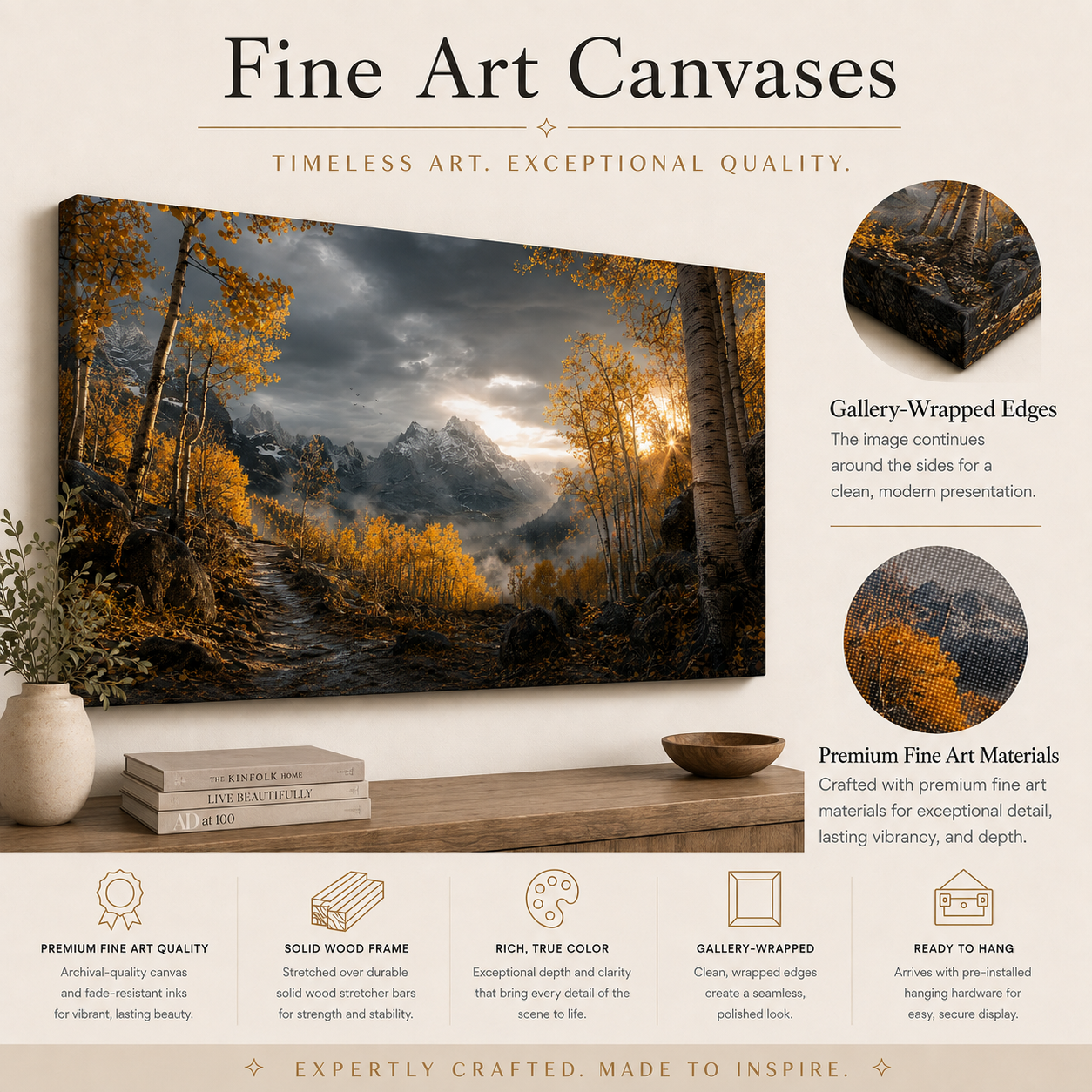 Fall Aspen Storm Trail Canvas Print, Colorado Mountain Wall Art