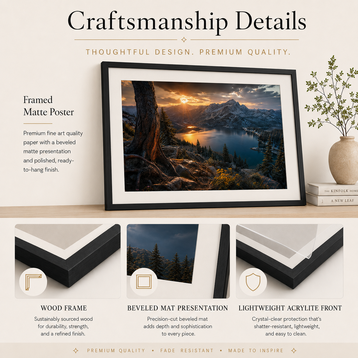 Colorado Mountain Art Print Matted Frame