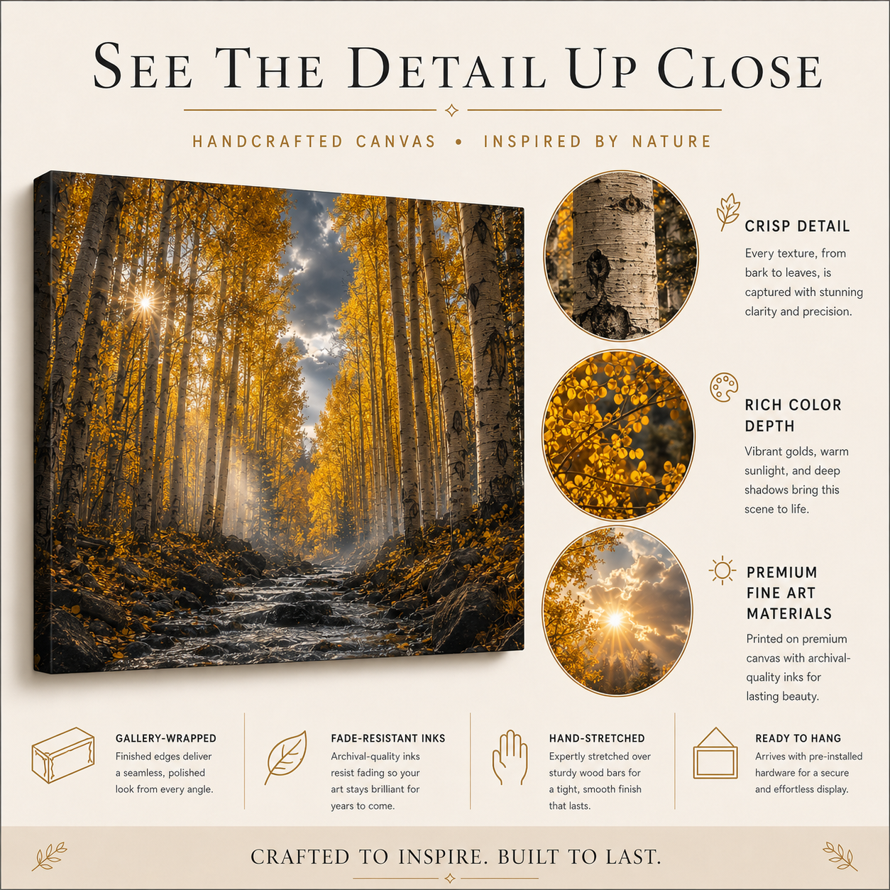 Fall Aspen Creek Canvas Print, Colorado Mountain Forest Wall Art