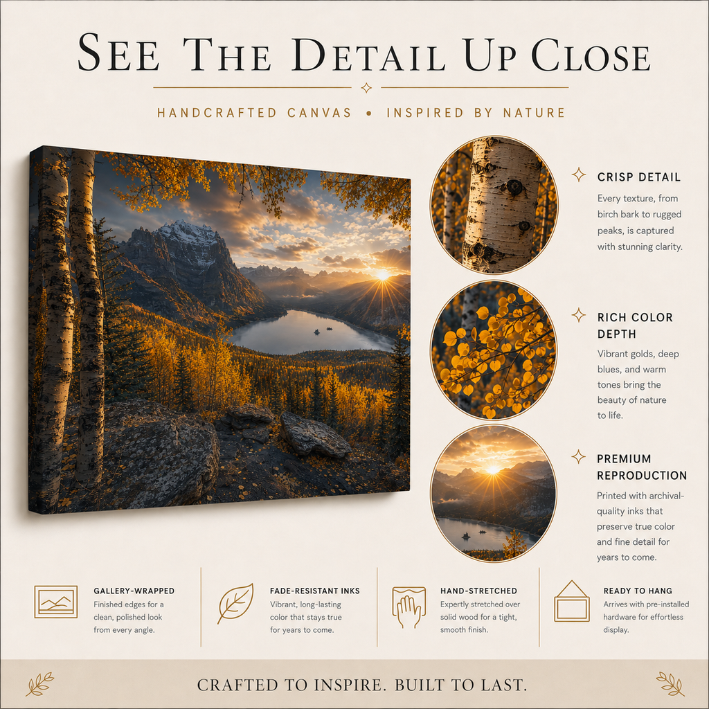 Fall Aspen Peak Expanse Canvas Print, Colorado Mountain Lake Wall Art