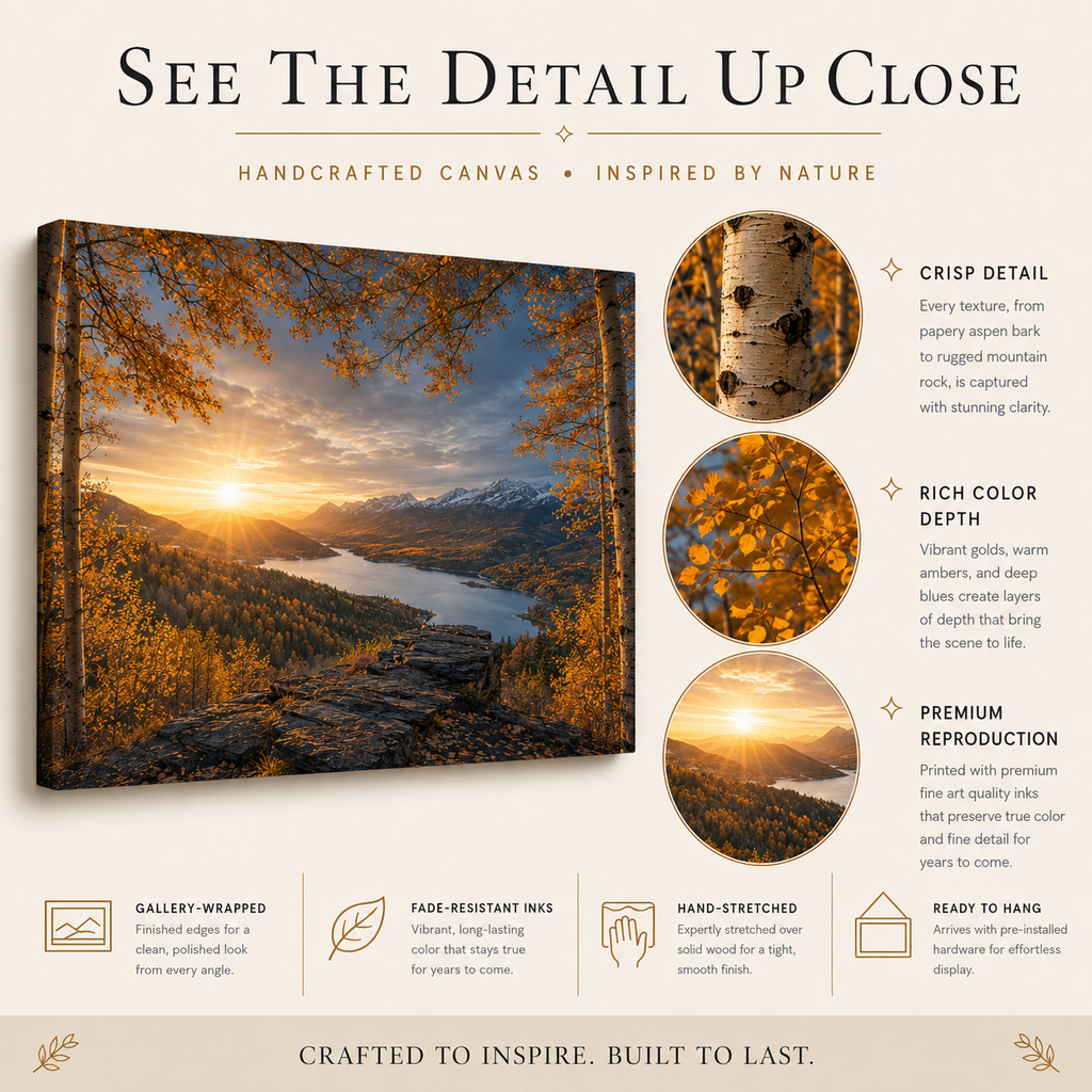 Fall Aspen Expanse Canvas Print, Colorado Mountain Sunrise Wall Art