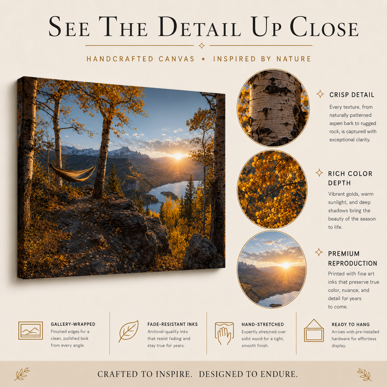 Fall Aspen Hammock Lake Canvas Print, Colorado Mountain Wall Art