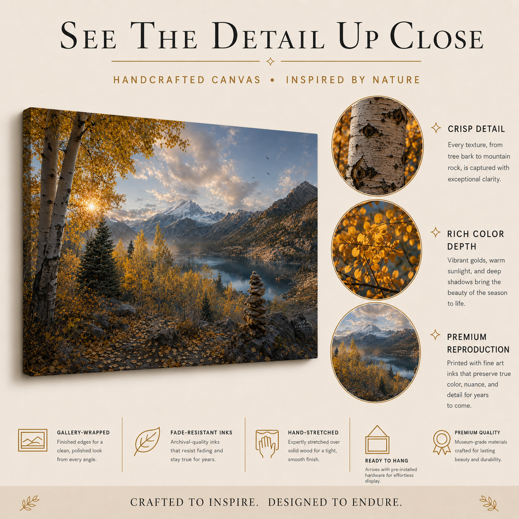 Fall Aspen Lake Overlook Canvas Print, Colorado Mountain Wall Art