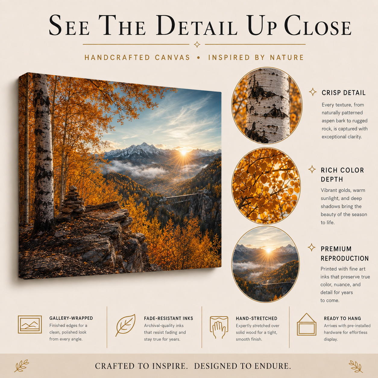 Fall Aspen Overlook Canvas Print, Colorado Mountain Valley Wall Art