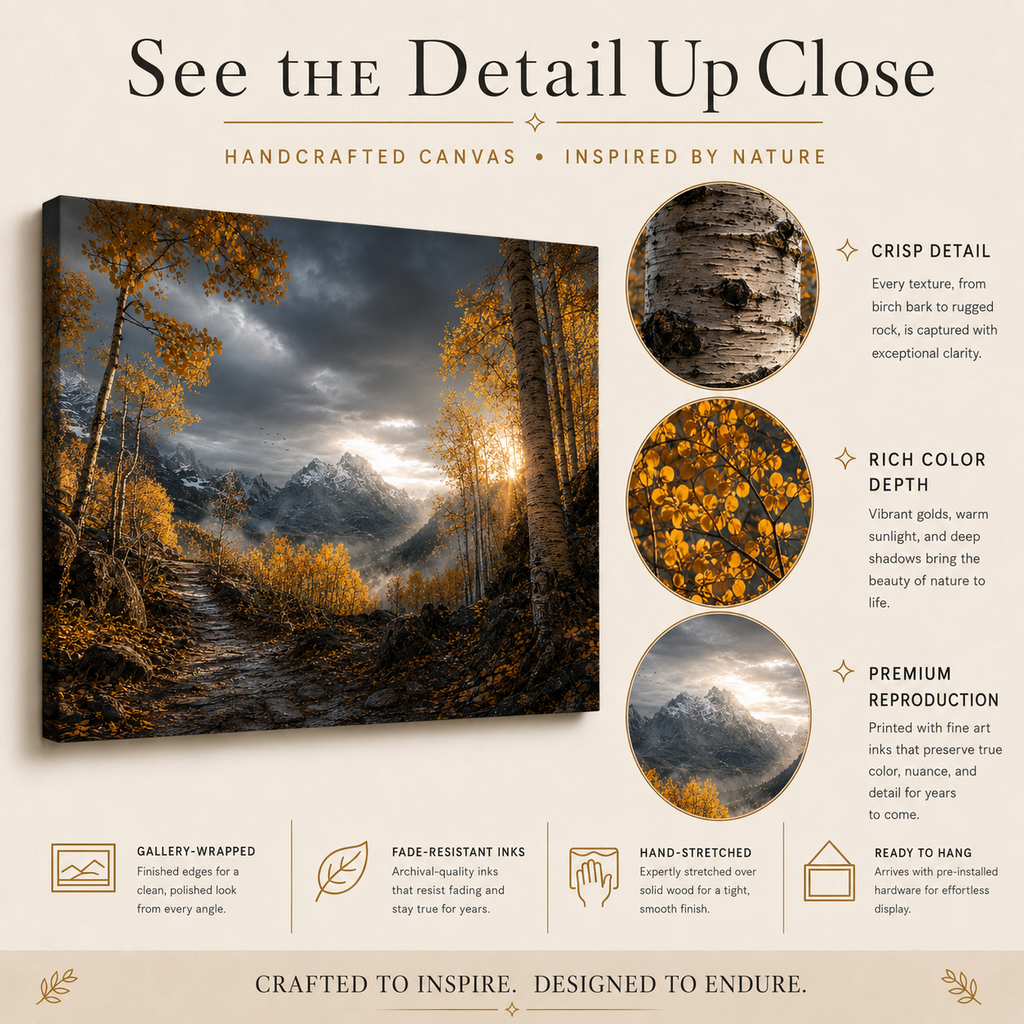 Fall Aspen Storm Trail Canvas Print, Colorado Mountain Wall Art