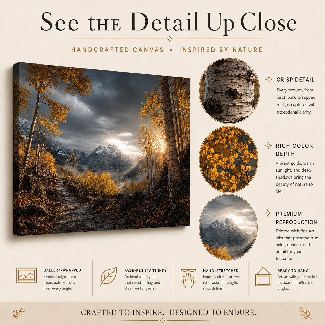 Fall Aspen Storm Trail Canvas Print, Colorado Mountain Wall Art