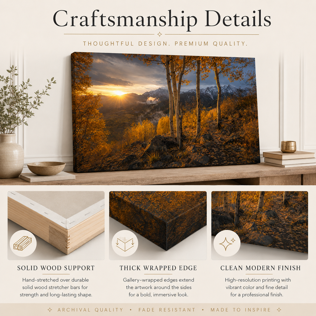 Fall Aspen Valley Expanse Canvas Print, Colorado Mountain Wall Art